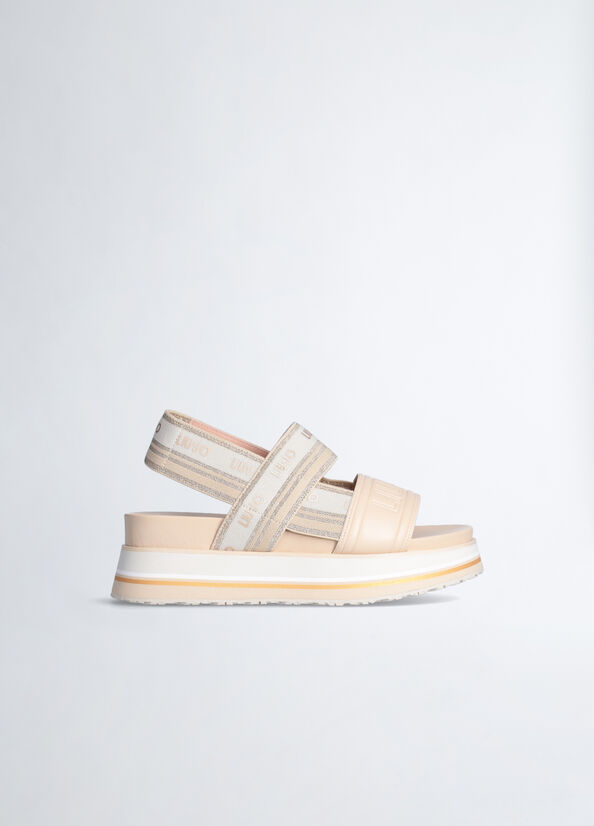 Sandali Liu Jo Platform With Jacquard Logo Donna Beige | KXL-625170