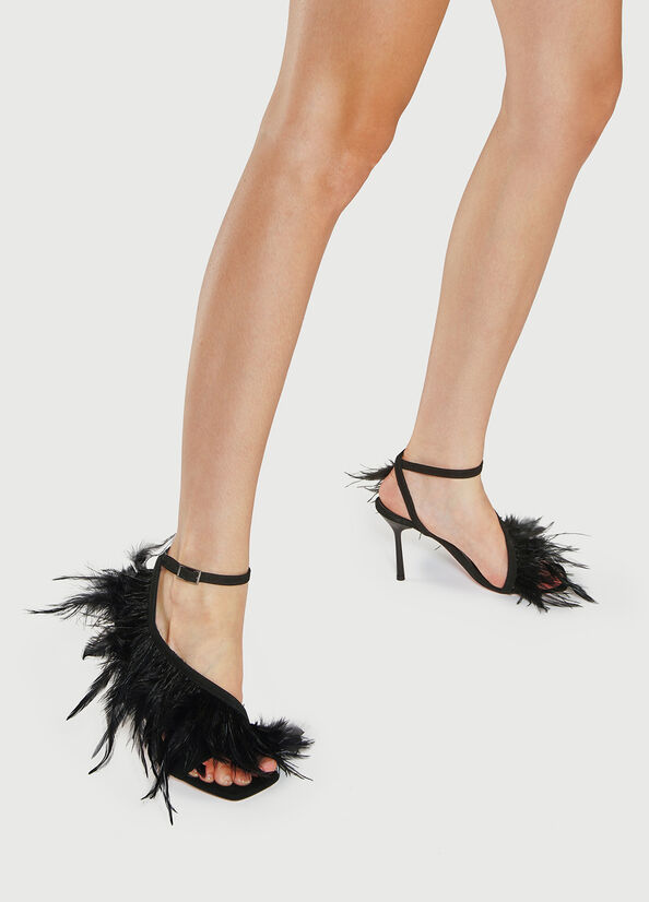 Sandali Liu Jo With Heel And Feathers Donna Nere | FYB-142038