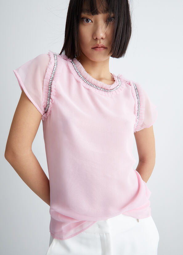 Top Liu Jo With Rhinestones Donna Rosa | JUP-057629