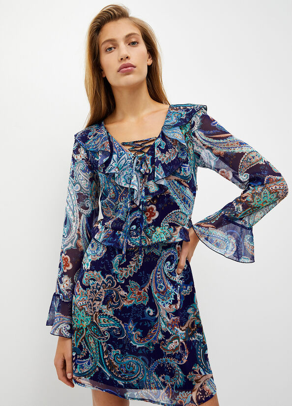 Vestito Liu Jo Paisley-Print Donna Verde Acqua | UKY-410982